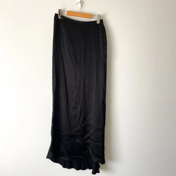 Zara Long Satin Effect Slip Maxi Skirt NWT Black Size Small - Picture 7 of 12